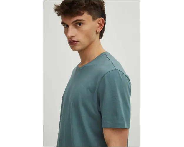 Medicine tricou din bumbac barbati, culoarea verde, neted