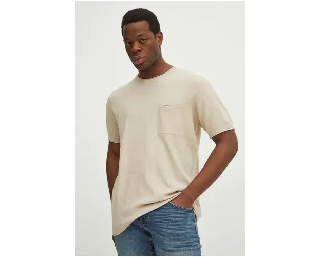 Medicine tricou barbati, culoarea bej, neted