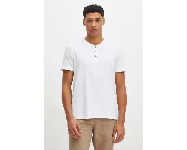 Medicine tricou din bumbac barbati, culoarea alb, neted