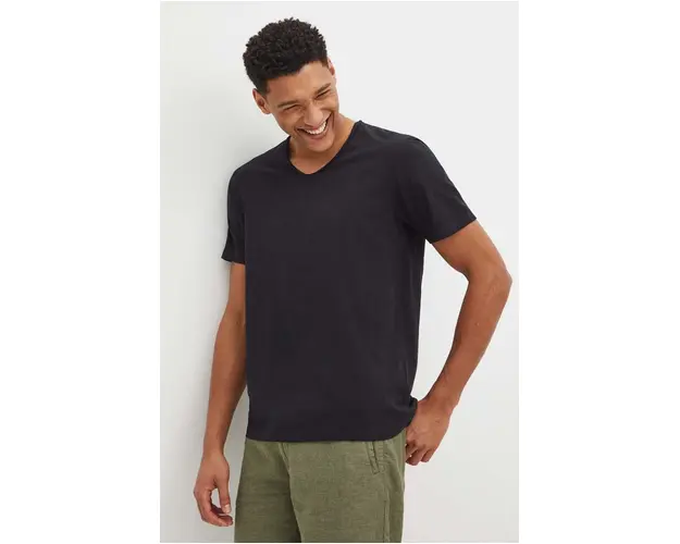 Medicine tricou din bumbac barbati, culoarea negru, neted