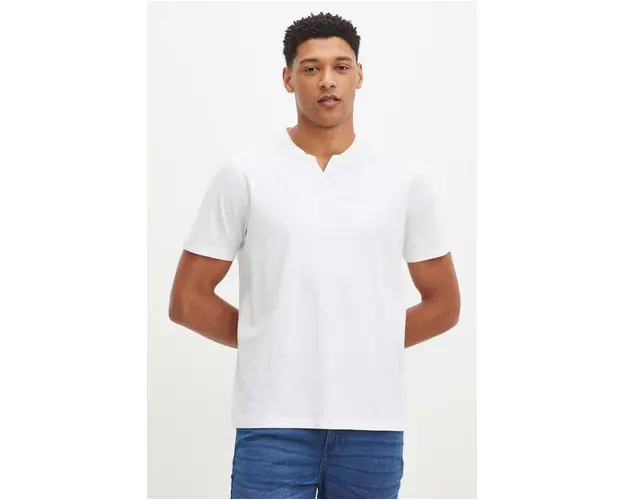 Medicine tricou din bumbac barbati, culoarea alb, neted