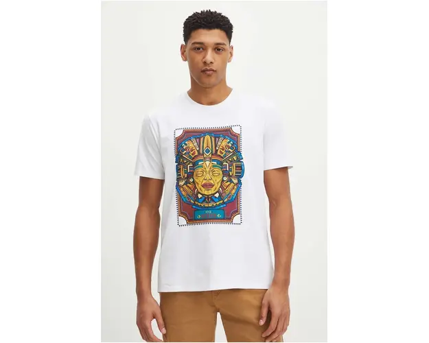 Medicine tricou din bumbac barbati, culoarea alb, cu imprimeu