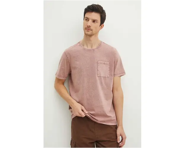 Medicine tricou din bumbac barbati, culoarea roz, neted