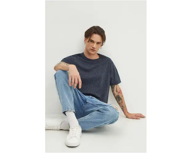 Medicine tricou barbati, culoarea bleumarin, melanj