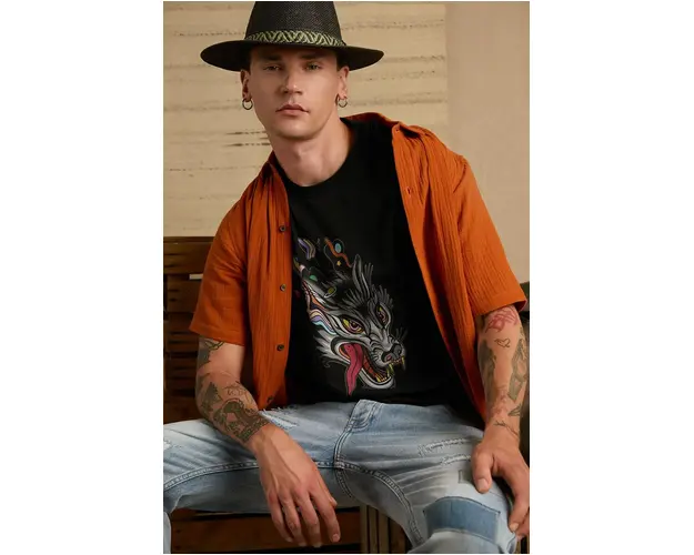 Medicine tricou barbati, culoarea negru, cu imprimeu