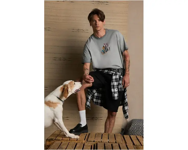 Medicine tricou din bumbac barbati, culoarea gri, cu imprimeu