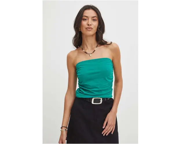 Medicine top femei, culoarea verde, cu spate descoperit