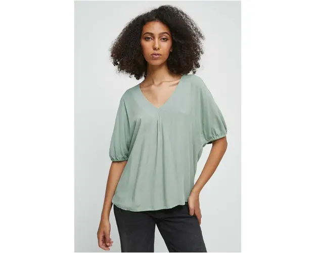 Medicine bluza femei, culoarea verde, neted