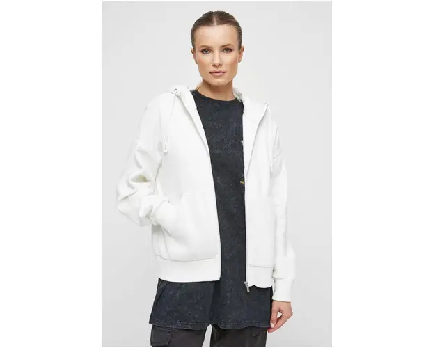 Medicine bluza femei, culoarea bej, cu gluga, neted