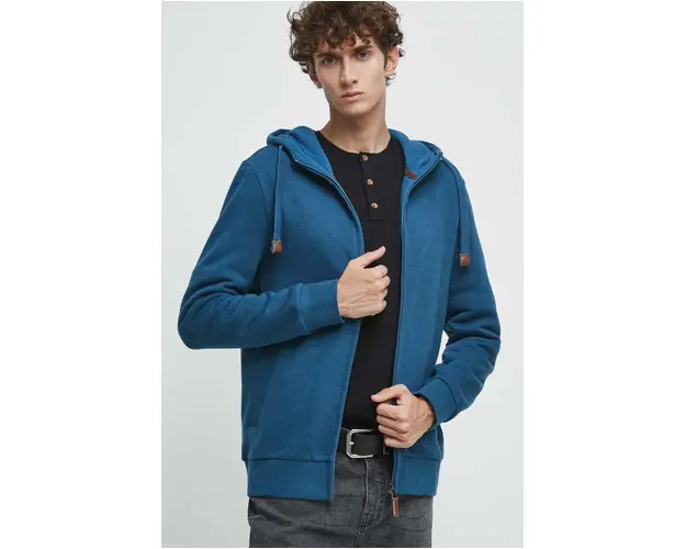 Medicine bluza barbati, culoarea turcoaz, cu gluga