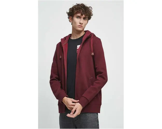 Medicine bluza barbati, culoarea bordo, cu gluga