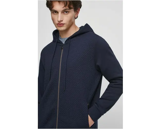 Medicine bluza barbati, culoarea bleumarin, cu gluga, uni