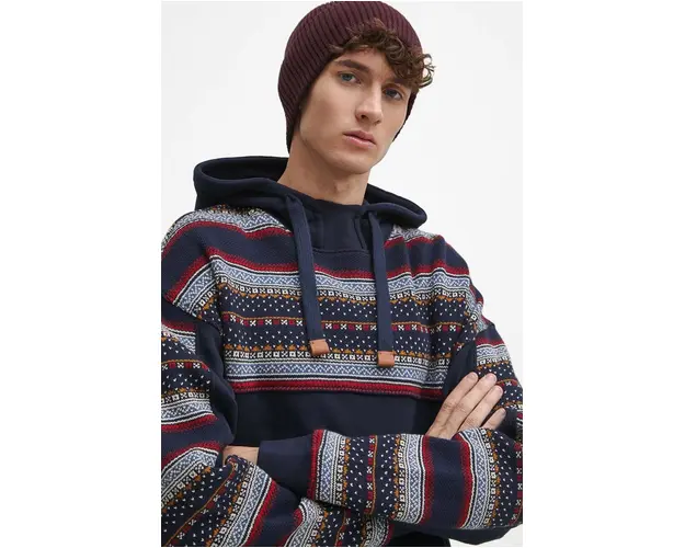 Medicine bluza barbati, culoarea bleumarin, cu gluga, cu imprimeu