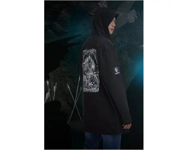 Medicine hanorac de bumbac barbati, culoarea negru, cu gluga, cu imprimeu