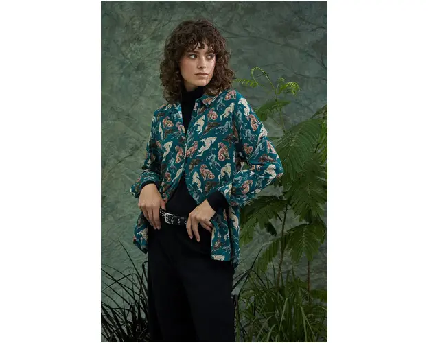 Medicine camasa femei, culoarea verde, cu guler clasic, regular