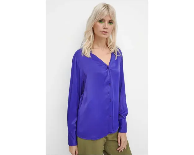 Medicine camasa femei, culoarea violet, cu guler clasic, regular