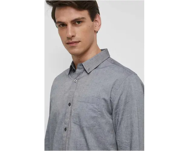 Medicine camasa din bumbac barbati, culoarea gri, cu guler button-down, regular