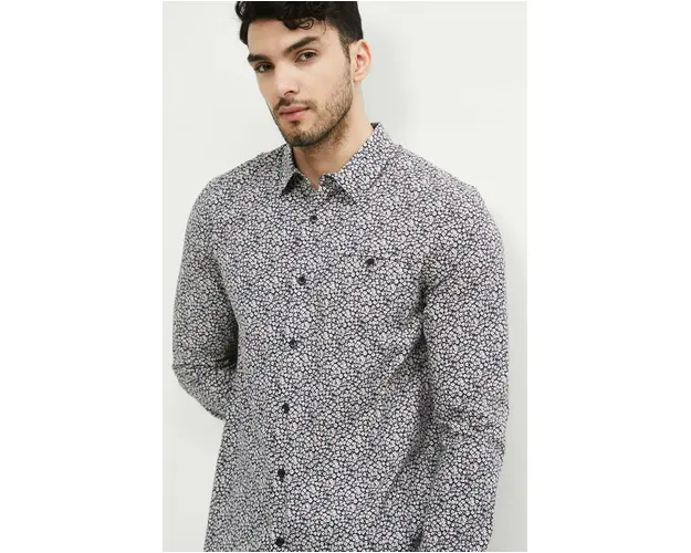 Medicine camasa barbati, culoarea bleumarin, cu guler clasic, slim