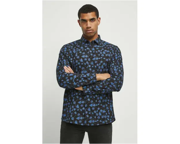 Medicine camasa barbati, culoarea bleumarin, cu guler clasic, regular