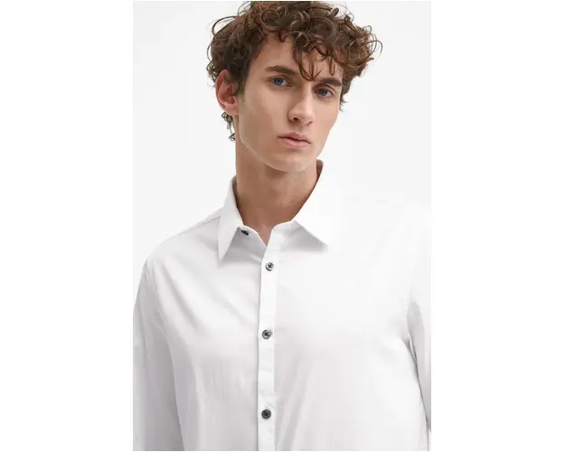 Medicine camasa barbati, culoarea alb, cu guler clasic, slim