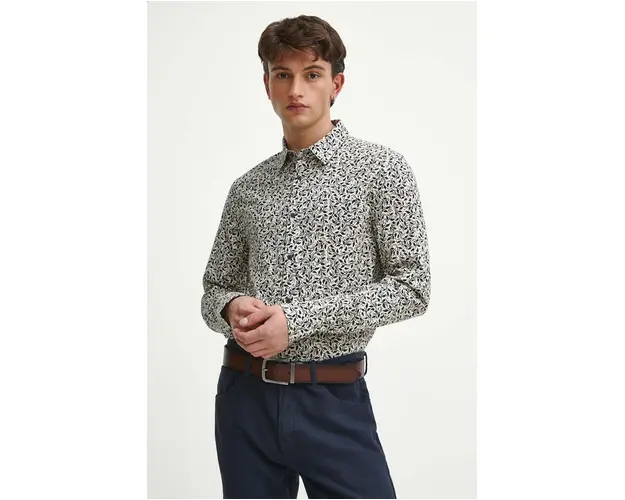 Medicine camasa barbati, culoarea alb, cu guler clasic, slim