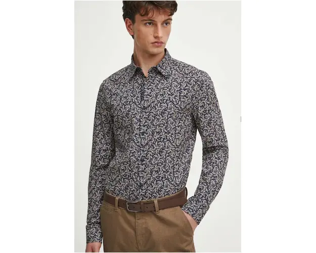 Medicine camasa barbati, culoarea bleumarin, cu guler clasic, slim