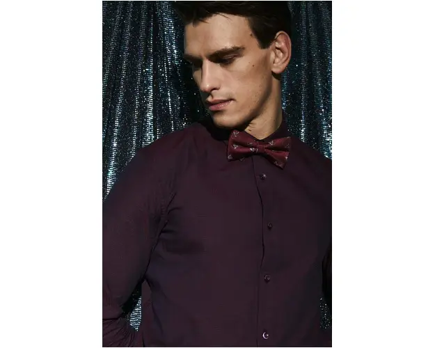 Medicine camasa din bumbac barbati, culoarea bordo, cu guler clasic, regular