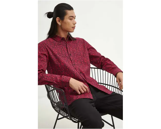 Medicine camasa barbati, culoarea negru, cu guler clasic, regular