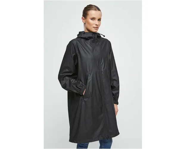 Medicine palton de ploaie femei, culoarea negru, de tranzitie, oversize