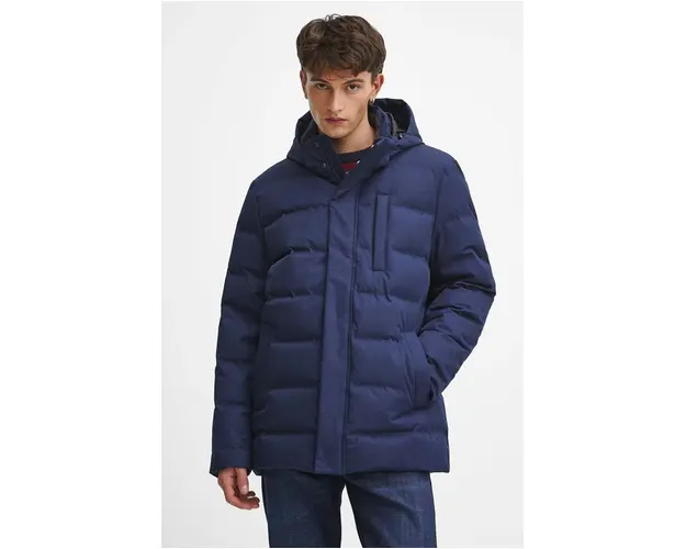Medicine geaca de puf barbati, culoarea bleumarin, de iarna