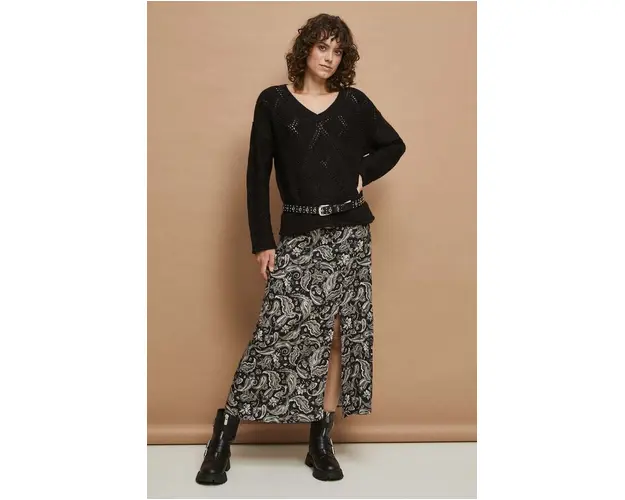 Medicine fusta culoarea negru, midi, drept