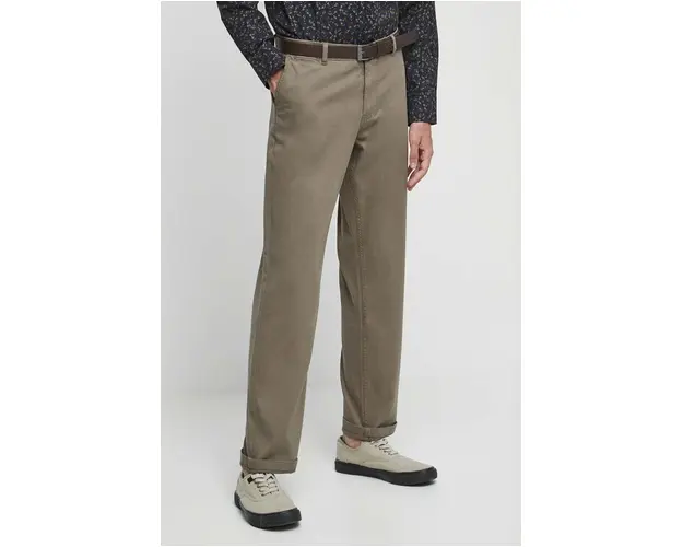 Medicine pantaloni barbati, culoarea verde, cu fason chinos