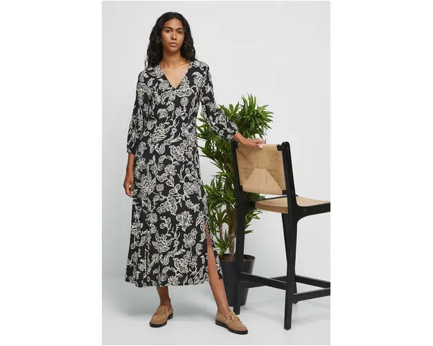 Medicine rochie culoarea negru, maxi, evazati