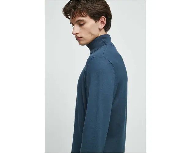 Medicine pulover barbati, culoarea turcoaz, light, cu guler