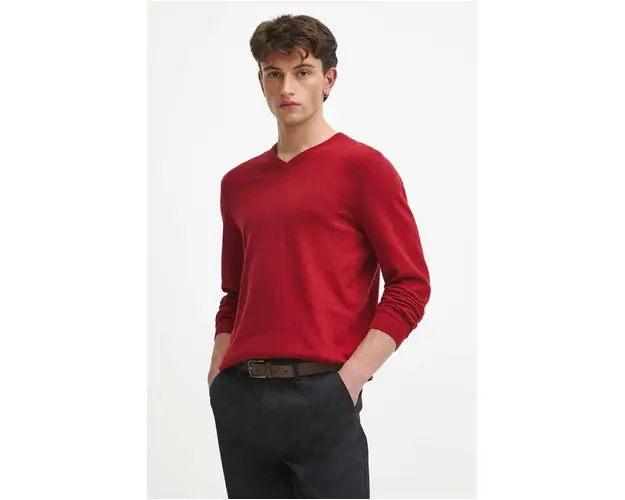 Medicine pulover de bumbac barbati, culoarea rosu, light