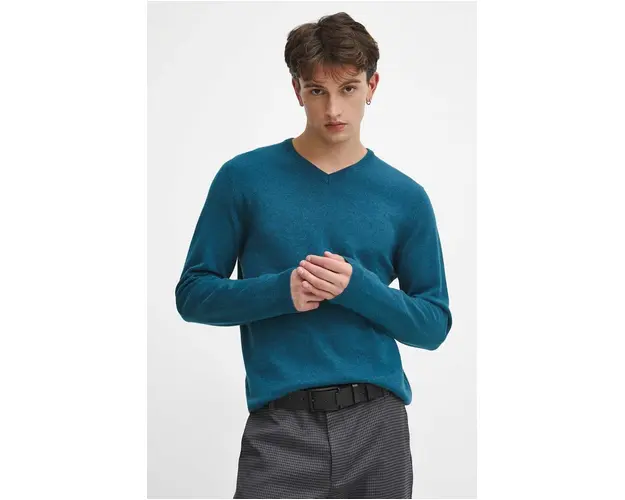 Medicine pulover de bumbac barbati, culoarea verde, light