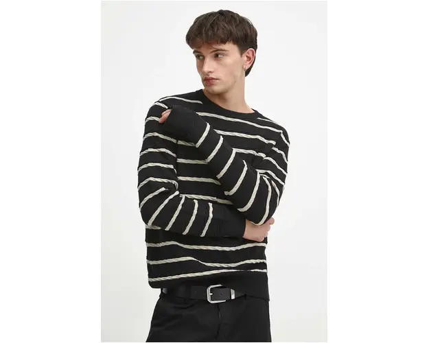 Medicine pulover de bumbac barbati, culoarea negru, light