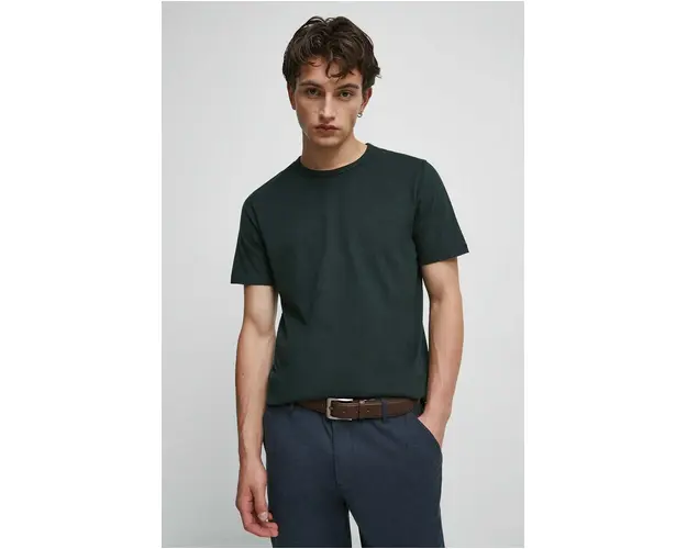 Medicine tricou din bumbac culoarea verde, neted