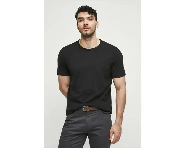 Medicine tricou din bumbac culoarea negru, neted