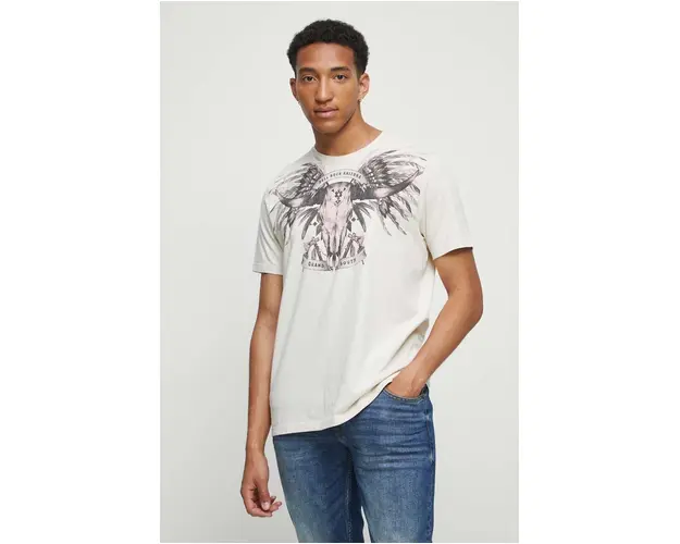 Medicine tricou din bumbac culoarea bej, cu imprimeu