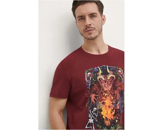 Medicine tricou din bumbac barbati, culoarea bordo, cu imprimeu