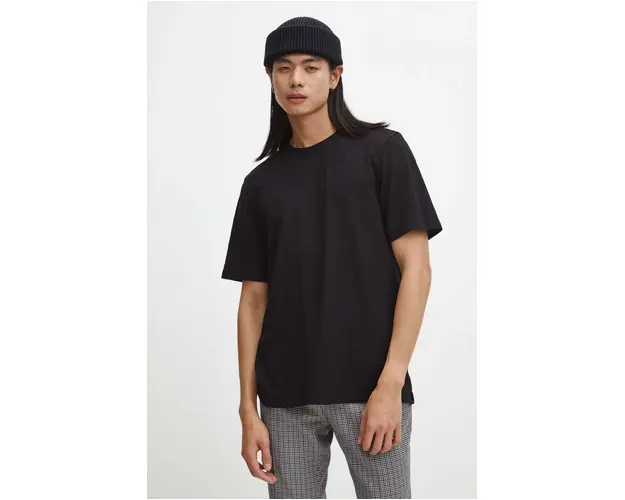 Medicine tricou din bumbac barbati, culoarea negru, neted