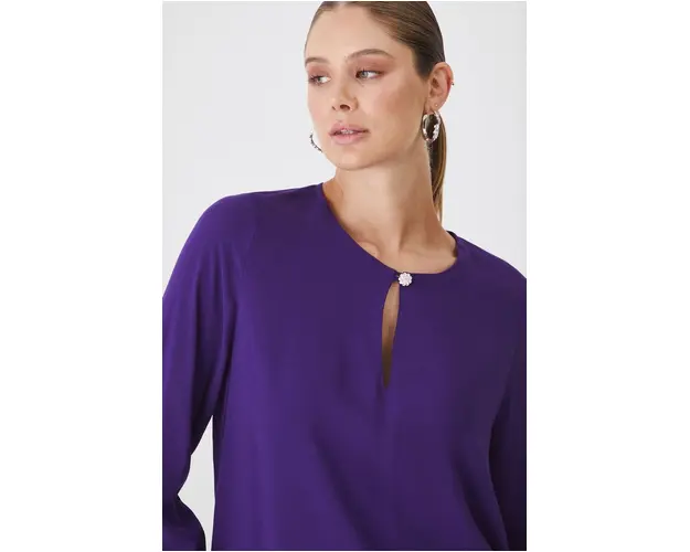 Medicine bluza femei, culoarea violet, neted