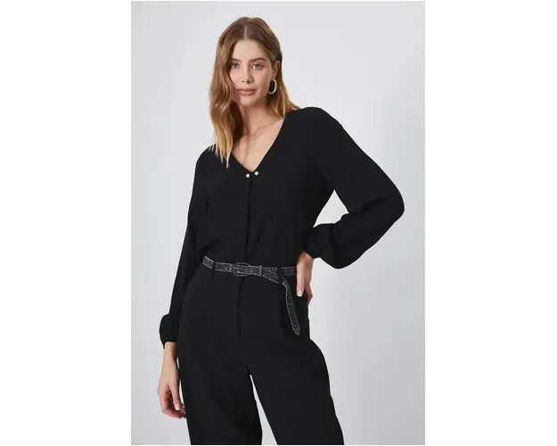 Medicine bluza femei, culoarea negru, neted