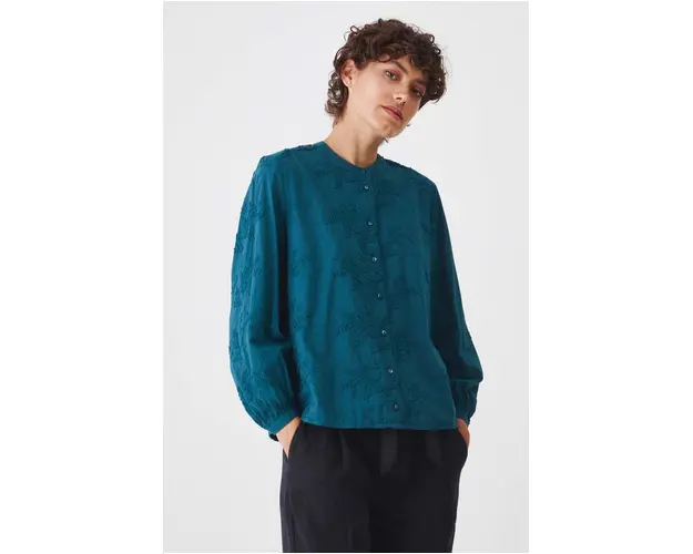 Medicine bluza din bumbac femei, culoarea verde, in modele florale