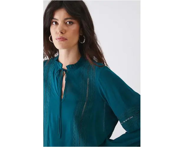 Medicine bluza femei, culoarea verde, neted