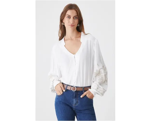 Medicine bluza femei, culoarea alb, in modele florale