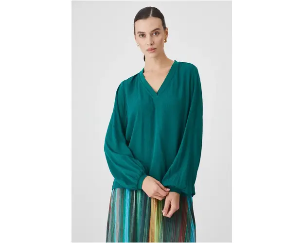Medicine bluza femei, culoarea verde, neted