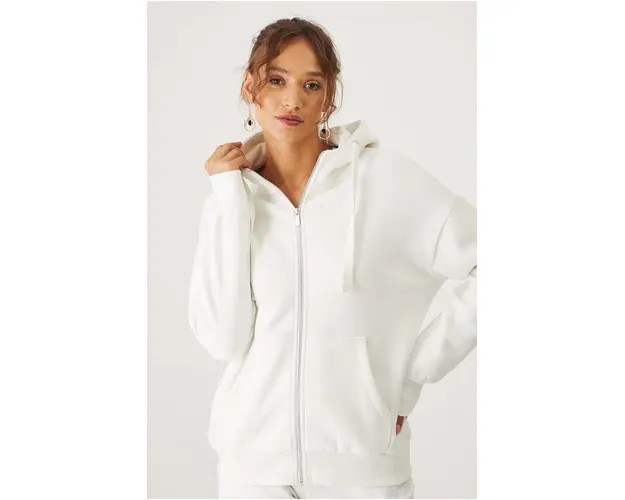 Medicine bluza femei, culoarea bej, cu gluga, neted