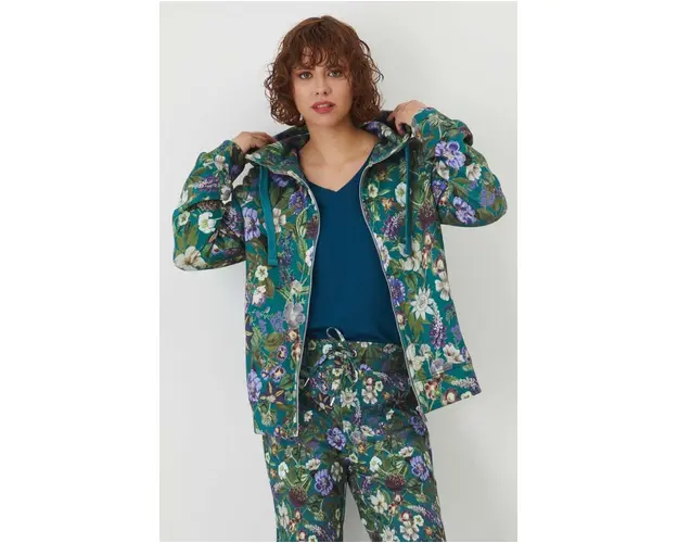 Medicine hanorac de bumbac femei, culoarea turcoaz, cu gluga, modelator